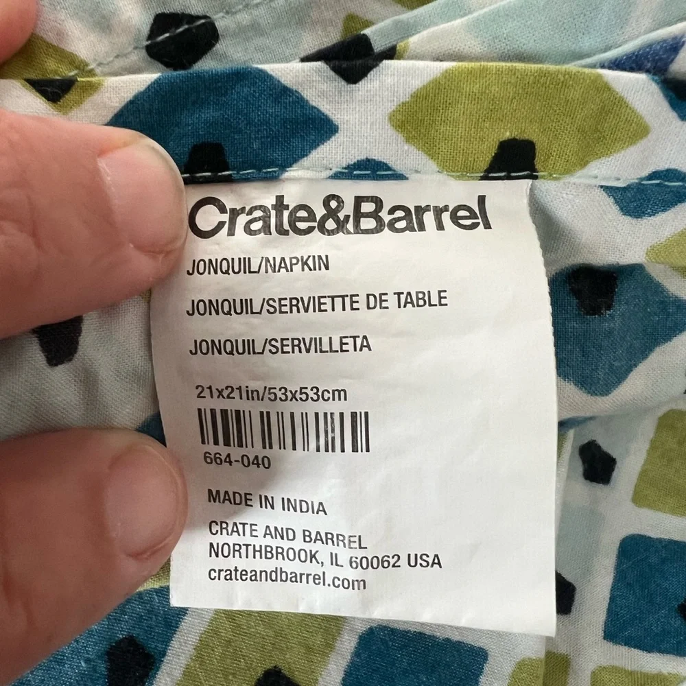 8 Geometric Patterned Napkins Crate & Barrel Mid Mod